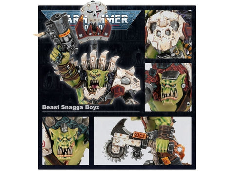 Warhammer 40k Ork Boyz – 11 plastikinių miniatiūrų rinkinys, 32 mm bazės