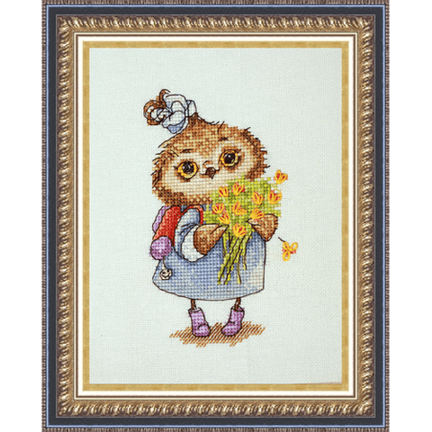 Pelėda su gėlėmis – Siuvinėjimo kryželiu rinkinys NeoCraft 9x15 cm
