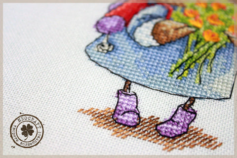 Pelėda su gėlėmis – Siuvinėjimo kryželiu rinkinys NeoCraft 9x15 cm