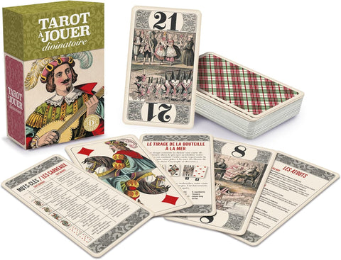 Tarot kortos su klasikiniu dizainu, languotu nugarėlių raštu, dėžute ir aiškinamosiomis kortelėmis