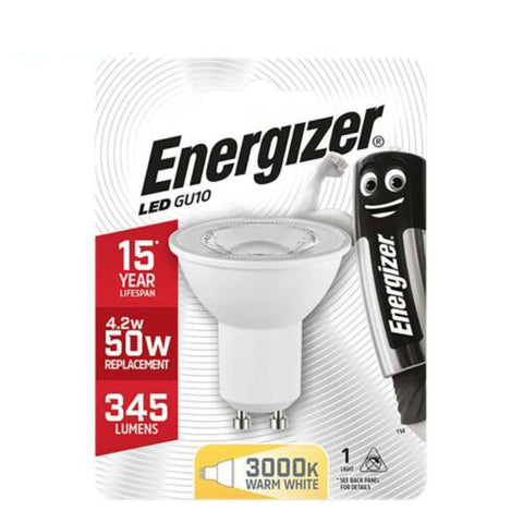 Energizer LED GU10 4.2W šiltai balta 3000K 345lm lemputė