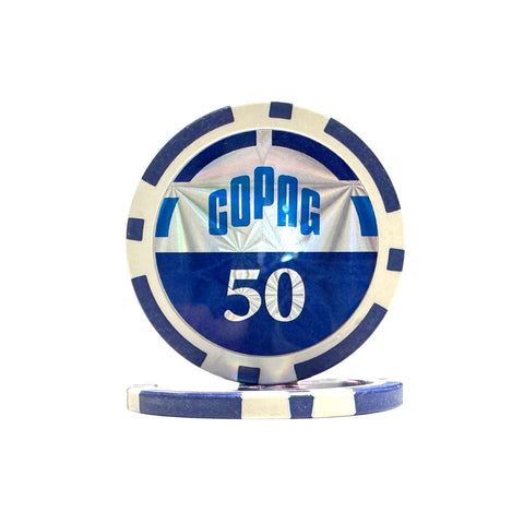Copag 300 pokerio žetonų rinkinys tamsiame aliuminio lagamine