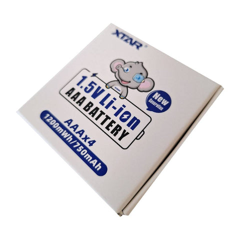 Xtar AAA 1,5V įkraunamos ličio baterijos 750mAh, 4 vnt su dėžute