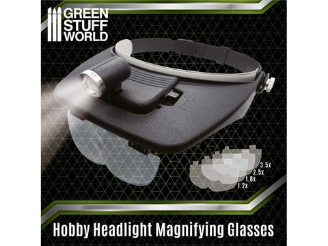Green Stuff World LED didinimo akiniai su pašvietimu, 4 lęšiai (1.2–3.5x)
