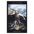 tarot korta Dešimt lazdų (Oppression) – barzdotas vyras neša sunkią naštą prieš audringą dangaus foną