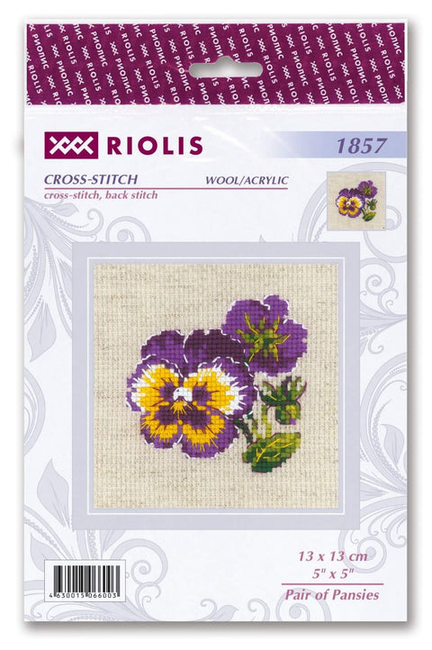 RIOLIS: Pair of Pansies siuvinėjimo rinkinys iš RIOLIS Nr.: 1857 - HOBI.LT 🇱🇹