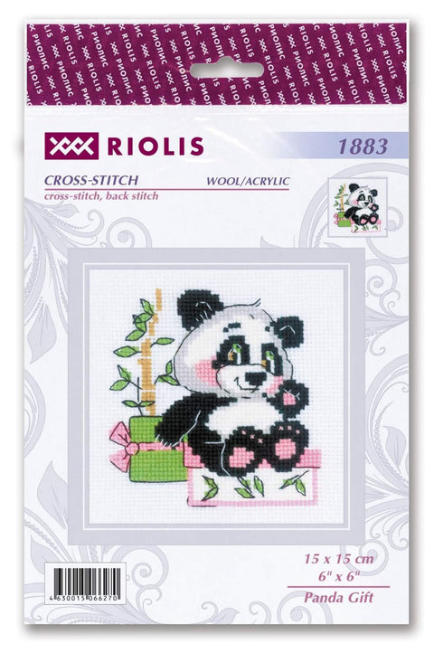 RIOLIS: Panda Gift cross stitch kit by RIOLIS Ref. no.: 1883 - HOBI.LT 🇱🇹