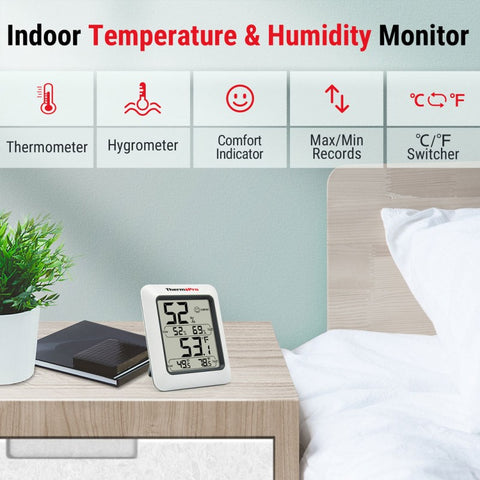 Vidaus termometras–higrometras ThermoPro TP50W su LCD ekranu