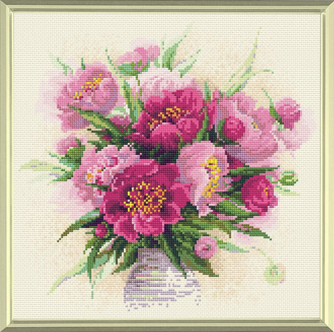 RIOLIS: Peonies in a Vase Deimantinės Mozaikos rinkinys iš RIOLIS Nr.: AM0009 - HOBI.LT 🇱🇹