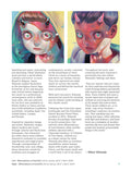 Plakatas Hikari Shimoda: ryškių rožinės ir mėtų tonų dviejų kvadratinių vaikų portretų reprodukcija (28,6×28,6" diptichas), išsiskiria porine kompozicija