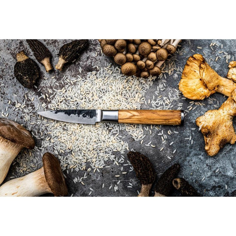 Japoniškas pjaustymo peilis daržovėms su alyvmedžio rankena