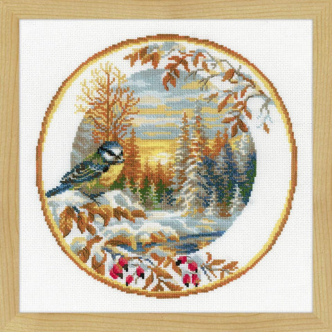 RIOLIS: Plate with Great Tit siuvinėjimo rinkinys iš RIOLIS Nr.: 1692 - HOBI.LT 🇱🇹