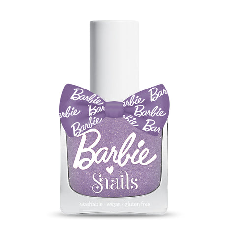 Barbie Snails Play Day vandens pagrindo vaikiškas nagų lakas – šviesiai violetinis su blizgučiais, 10,5 ml