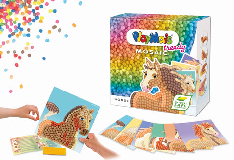 PlayMais mozaikos rinkinys „Žirgai“ – 3000 kukurūzų gabalėlių, kūrybinis žaidimas 5+, pagaminta Vokietijoje