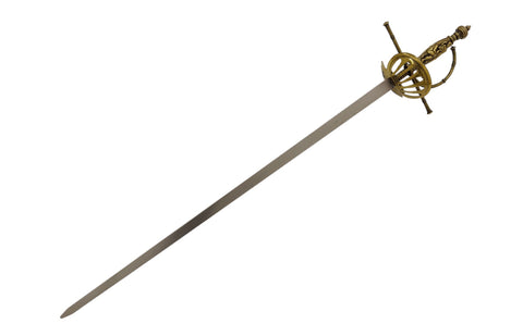 Plieninis riterio kardas su žalvario ornamentais - 96 cm replika - SP-C
