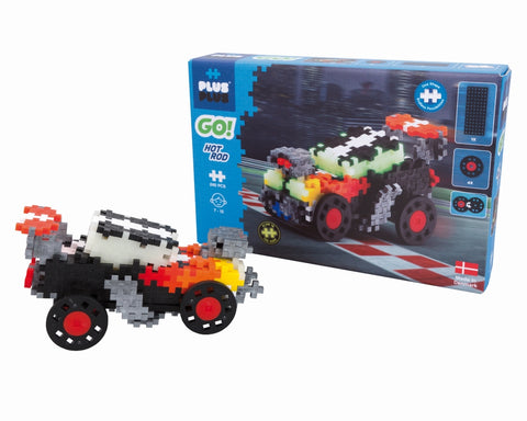 Plus-Plus konstruktorius „Lenktynės“ su ratais – 240 det., mini (20 mm), šviečia tamsoje