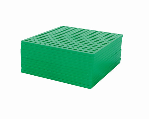 Plus-Plus žali konstruktoriaus pagrindukai, 12 vnt., 12×12 cm, 5–12 m.