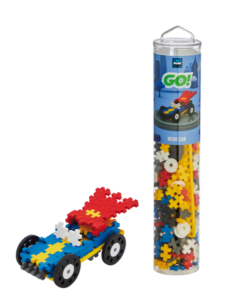 Plus-Plus Mini konstruktorius „Automobilis Herojus“ – 200 det., su ratais, bazinės spalvos, 5–12 m.