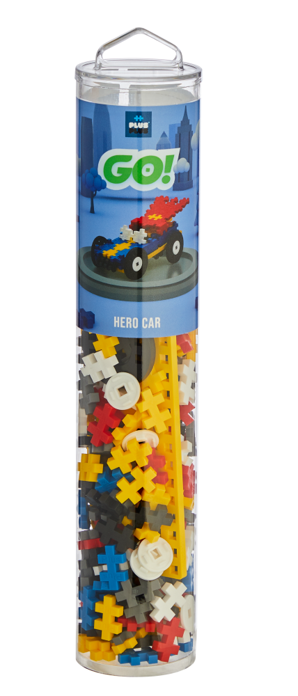 Plus-Plus Mini konstruktorius „Automobilis Herojus“ – 200 det., su ratais, bazinės spalvos, 5–12 m.