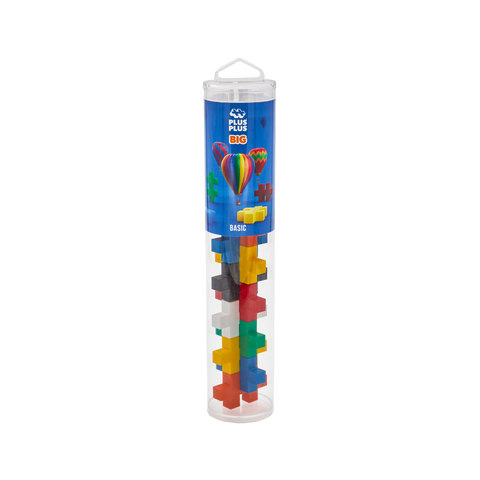 Plus-Plus lavinamasis konstruktorius – didelės detalės 50 mm, 15 vnt., bazinės spalvos, 1–6 m.