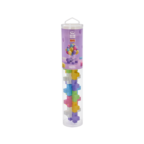 Plus-Plus dideli pasteliniai konstruktoriaus blokeliai – 15 vnt (50 mm), 1–6 m