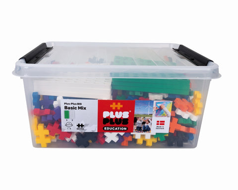 Plus-Plus lavinamasis konstruktorius – didelės detalės 50 mm, 400 vnt., 10 pagrindukų, bazinės spalvos, 1–6 m.