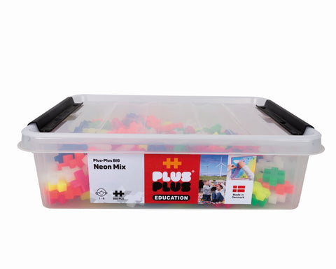Plus-Plus konstruktorius BIG Neon – 200 vnt., didelės 50 mm detalės, 1–6 m., su dėžute