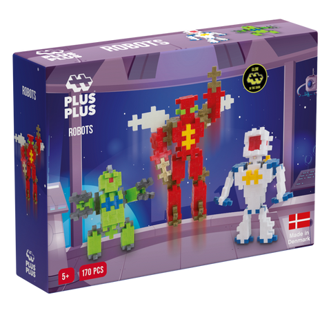 Plus-Plus Mini konstruktorius „Robotai“ 170 vnt – neonas, šviečia tamsoje