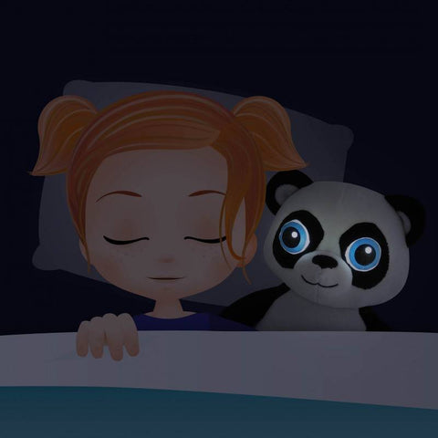 Pliušinė Panda naktinė lempa kūdikiams, šviečiančios akys, laikmatis