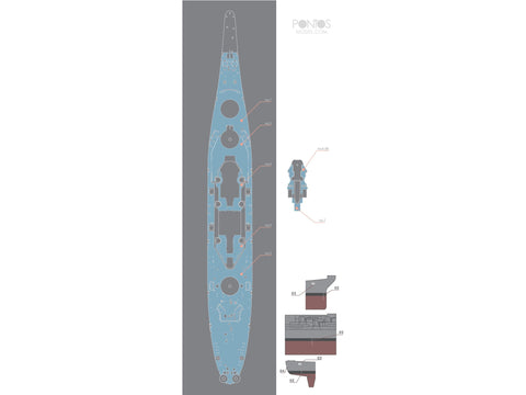 Pontos USS Missouri BB-63 medinis mėlynas denis 1/350 35002WD1