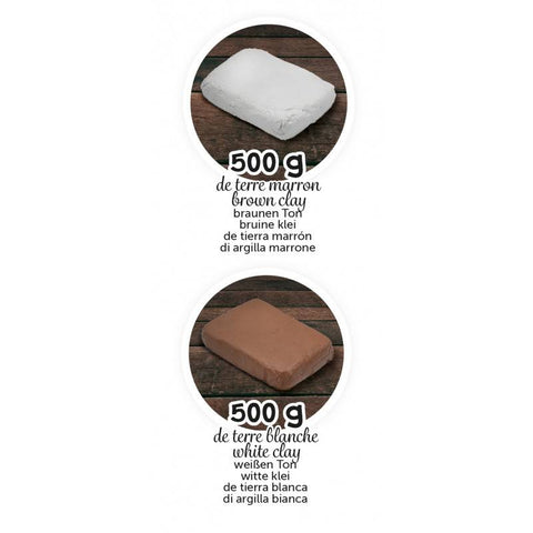 Keramikos molio papildymas 1 kg – baltas ir rudas, vaikams 8+