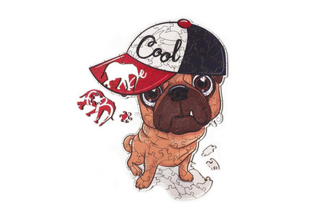 Wizardi: Pug BE COOL - unikali MEDINĖ dėlionė iš 105 detalių - HOBI.LT 🇱🇹