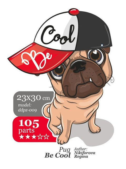 Wizardi: Pug BE COOL - unikali MEDINĖ dėlionė iš 105 detalių - HOBI.LT 🇱🇹