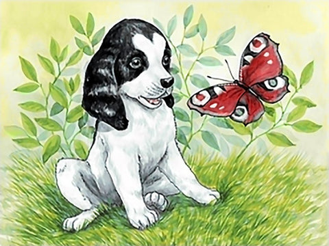 Crafting Spark: Puppy and Butterfly 40х30 Deimantinio Paveikslo komplektas Cs2675 - HOBI.LT 🇱🇹