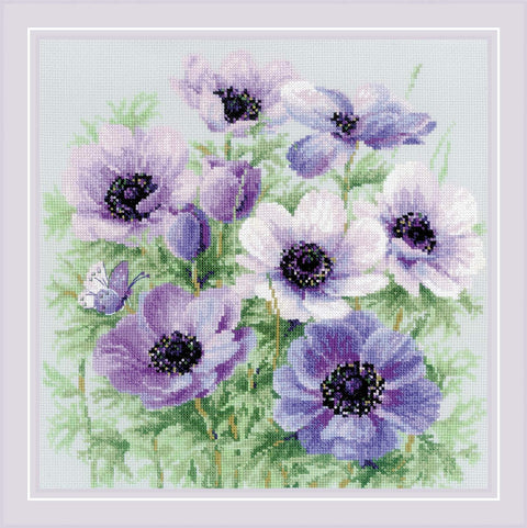 RIOLIS: Purple Anemones. Siuvinėjimo rinkinys iš RIOLIS Nr.: 2176 - HOBI.LT 🇱🇹