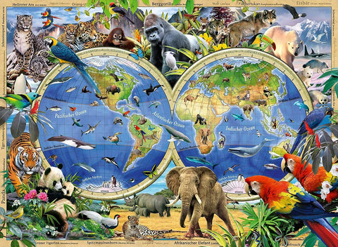 Ravensburger: Puzzle 100: Animal Around the World - HOBI.LT 🇱🇹