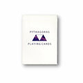 Kortų kaladė Pythagoras, balta priekinė dėžutė su violetiniu trikampio logotipu, skirta prekių puslapio miniatiūrai