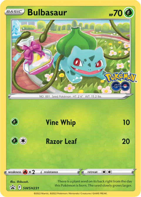 Pokémon GO TCG Bulbasaur ženkliuko rinkinys su promo korta (3 pakeliai, anglų)