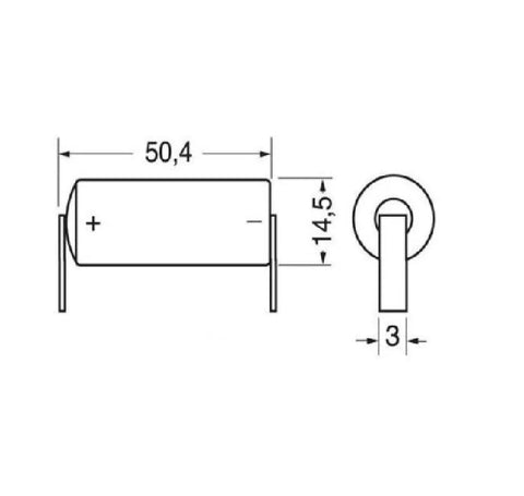 Saft LS14500 3,6V 2600mAh ličio baterija su U kontaktais