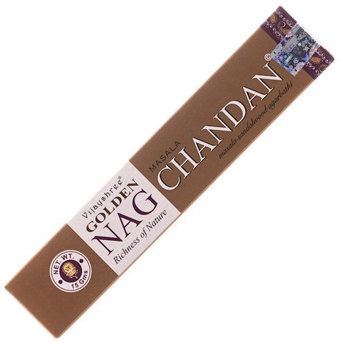 Nag Chandan smilkalai Golden Nag, 15 g ruda masala sandalwood pakuotė, pakuotės priekinis kampas kampu parodytas