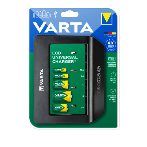 Varta LCD universalus baterijų įkroviklis AA AAA C D 9V USB