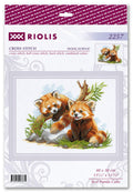 Siuvinėjimo rinkinys Riolis su raudonųjų panda jauniklių dizainu, 40×30 cm, vilna/akrilas, pakuotės priekinė dalis