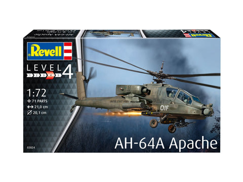 Revell AH-64A Apache 1:72 sraigtasparnio plastikinis modelio surinkimo rinkinys