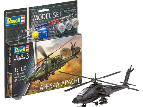 Revell AH-64A Apache 1/100 dovanų rinkinys su dažais ir klijais