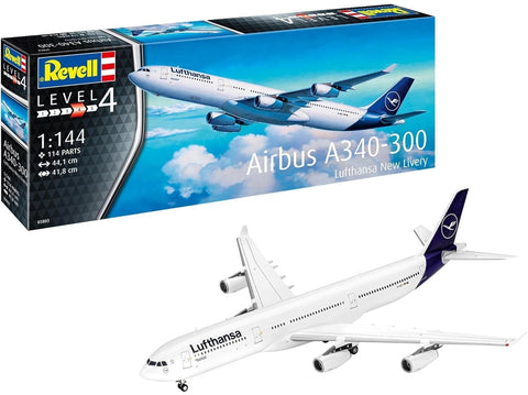 Revell Airbus A340-300 Lufthansa naujas dažymas 1/144 plastikinis rinkinys