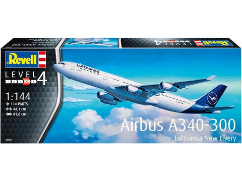 Revell Airbus A340-300 Lufthansa naujas dažymas 1/144 plastikinis rinkinys