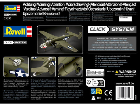 Revell B-25 Mitchell Click System 1/72 surenkamas lėktuvo modelis be klijų