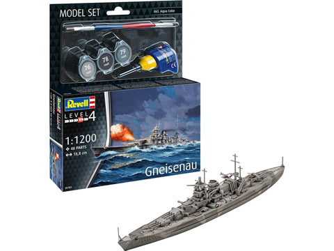 Revell Gneisenau mūšinis laivas 1:1200 – dovanų rinkinys su dažais
