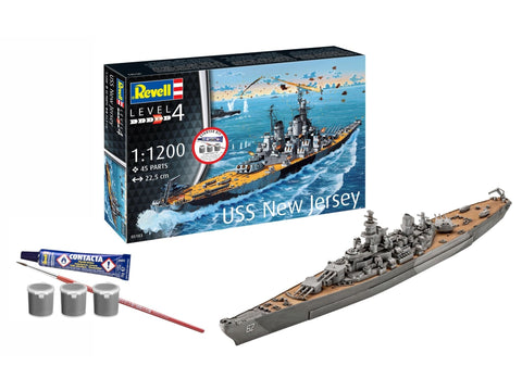 Revell USS New Jersey karo laivo modelis 1:1200 dovanų rinkinys