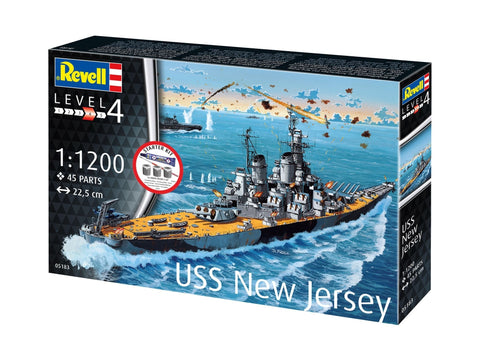 Revell USS New Jersey karo laivo modelis 1:1200 dovanų rinkinys